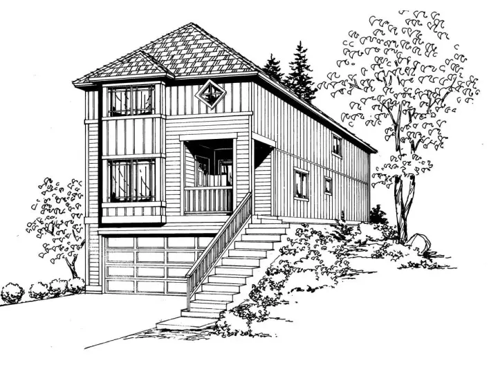 Craftsman house plans 88-144 - front exterior, 1,488 sq ft, 4 bed, 2 bath house plans | Monster House Plans