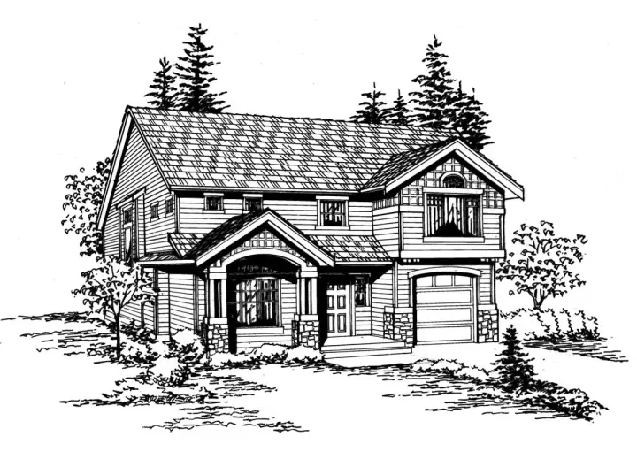 Craftsman house plans 88-155 - front exterior, 1,680 sq ft, 2 bed, 2 bath house plans | Monster House Plans