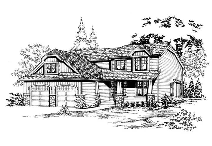Craftsman house plans 88-242 - front exterior, 2,429 sq ft, 3 bed, 2 bath house plans | Monster House Plans