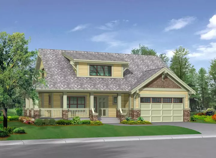 Bungalow house plans 88-245 - front exterior, 2,213 sq ft, 3 bed, 2 bath house plans | Monster House Plans
