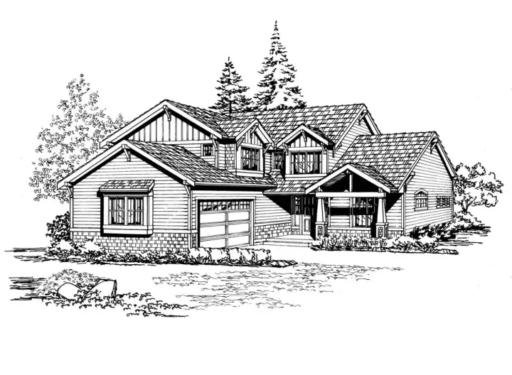 Craftsman house plans 88-246 - front exterior, 2,222 sq ft, 3 bed, 2 bath house plans | Monster House Plans