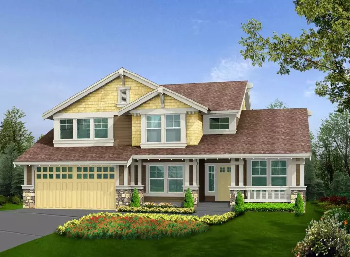 Craftsman house plans 88-247 - front exterior, 2,250 sq ft, 3 bed, 2 bath house plans | Monster House Plans