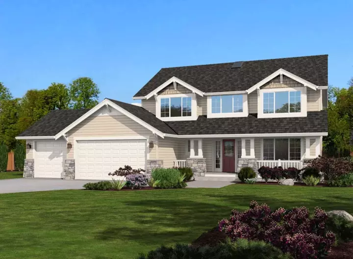 Craftsman house plans 88-256 - front exterior, 2,306 sq ft, 4 bed, 2 bath house plans | Monster House Plans