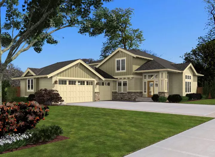Ranch house plans 88-262 - front exterior, 2,325 sq ft, 3 bed, 2 bath house plans | Monster House Plans
