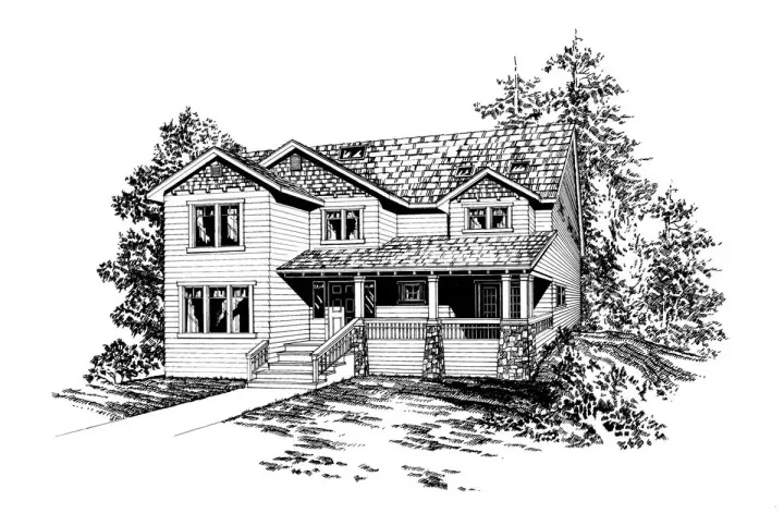 Craftsman house plans 88-272 - front exterior, 2,360 sq ft, 4 bed, 2 bath house plans | Monster House Plans