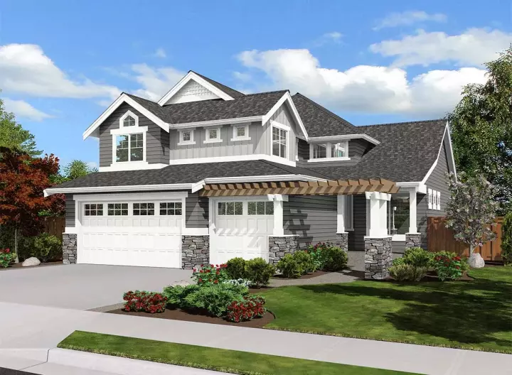 Craftsman house plans 88-288 - front exterior, 3,261 sq ft, 5 bed, 3 bath house plans | Monster House Plans