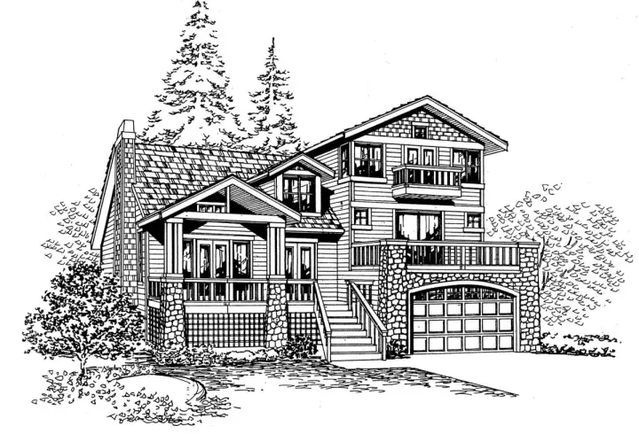 Northwest house plans 88-289 - front exterior, 2,417 sq ft, 2 bed, 3 bath house plans | Monster House Plans