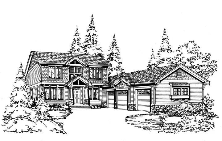 Northwest house plans 88-291 - front exterior, 2,427 sq ft, 3 bed, 2 bath house plans | Monster House Plans