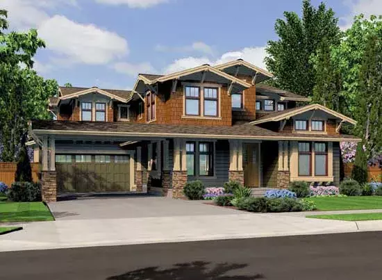 Craftsman house plans 88-304 - front exterior, 2,483 sq ft, 4 bed, 3 bath house plans | Monster House Plans