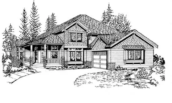 Craftsman house plans 88-306 - front exterior, 3,060 sq ft, 4 bed, 3 bath house plans | Monster House Plans
