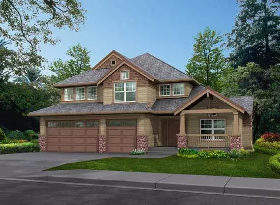 Shingle house plans 88-309 - front exterior, 2,516 sq ft, 3 bed, 2 bath house plans | Monster House Plans
