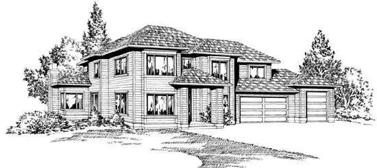 Northwest house plans 88-313 - front exterior, 2,500 sq ft, 3 bed, 3 bath house plans | Monster House Plans
