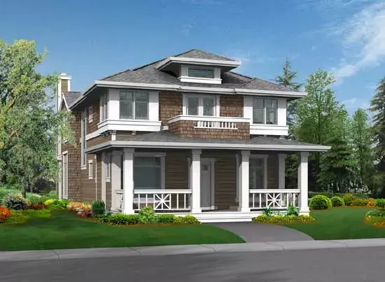 Shingle house plans 88-315 - front exterior, 2,505 sq ft, 3 bed, 2 bath house plans | Monster House Plans