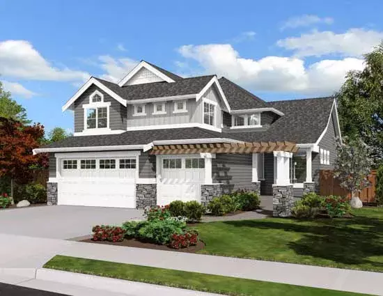 Craftsman house plans 88-319 - front exterior, 2,510 sq ft, 4 bed, 2 bath house plans | Monster House Plans
