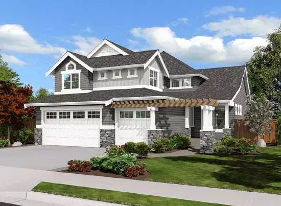 Craftsman house plans 88-320 - front exterior, 2,510 sq ft, 5 bed, 3 bath house plans | Monster House Plans