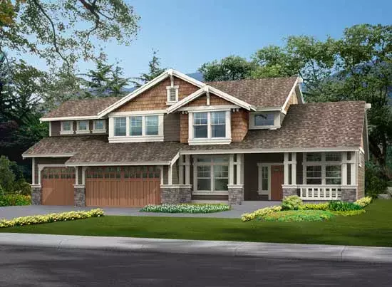 Craftsman house plans 88-329 - front exterior, 2,535 sq ft, 3 bed, 2 bath house plans | Monster House Plans