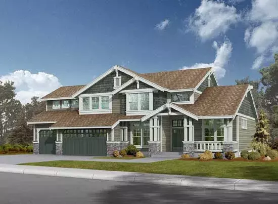 Craftsman house plans 88-330 - front exterior, 2,920 sq ft, 3 bed, 2 bath house plans | Monster House Plans