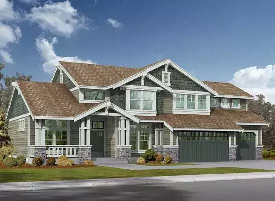 Craftsman house plans 88-332 - front exterior, 3,928 sq ft, 4 bed, 3 bath house plans | Monster House Plans