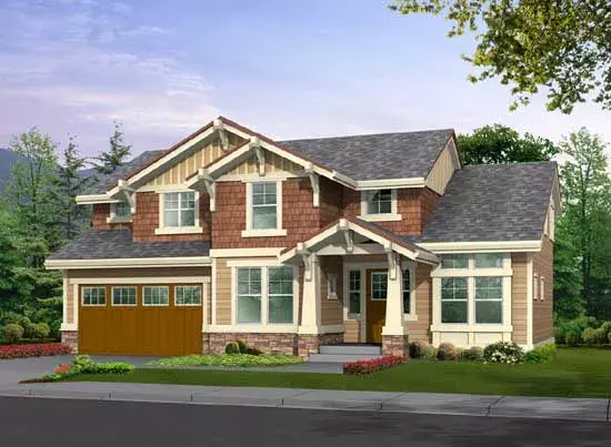 Craftsman house plans 88-343 - front exterior, 2,565 sq ft, 3 bed, 2 bath house plans | Monster House Plans
