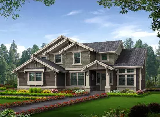 Craftsman house plans 88-350 - front exterior, 2,609 sq ft, 3 bed, 2 bath house plans | Monster House Plans