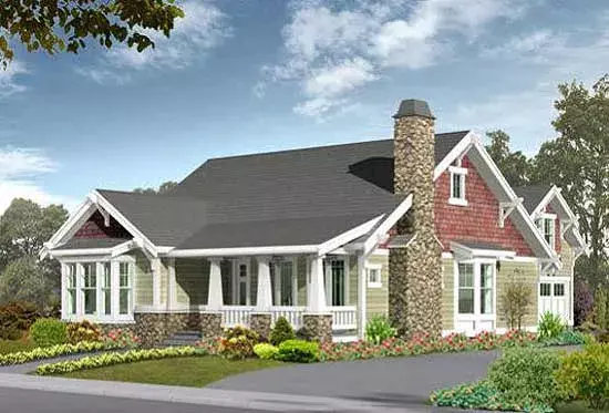 Bungalow house plans 88-354 - front exterior, 2,570 sq ft, 5 bed, 3 bath house plans | Monster House Plans