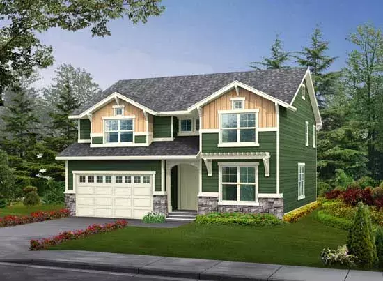 Craftsman house plans 88-357 - front exterior, 2,590 sq ft, 4 bed, 2 bath house plans | Monster House Plans