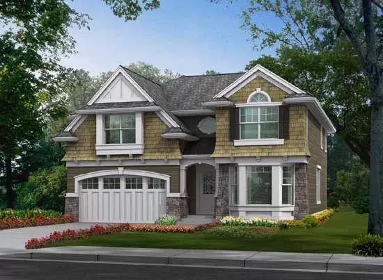Shingle house plans 88-361 - front exterior, 2,651 sq ft, 4 bed, 2 bath house plans | Monster House Plans