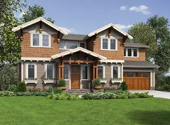 Craftsman house plans 88-364 - front exterior, 2,915 sq ft, 4 bed, 4 bath house plans | Monster House Plans