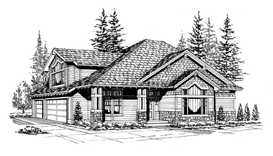 Northwest house plans 88-367 - front exterior, 2,605 sq ft, 3 bed, 2 bath house plans | Monster House Plans