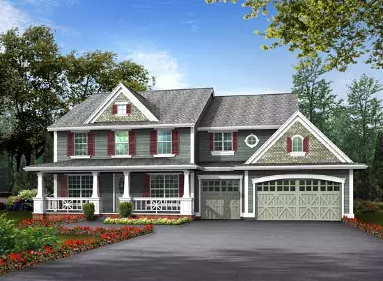 Farmhouse house plans 88-380 - front exterior, 2,700 sq ft, 4 bed, 2 bath house plans | Monster House Plans
