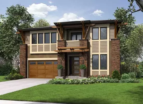 Modern house plans 88-393 - front exterior, 3,015 sq ft, 4 bed, 2 bath house plans | Monster House Plans