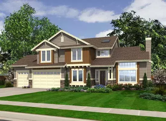 Craftsman house plans 88-401 - front exterior, 4,200 sq ft, 4 bed, 3 bath house plans | Monster House Plans