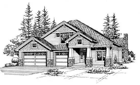 Craftsman house plans 88-404 - front exterior, 2,750 sq ft, 3 bed, 2 bath house plans | Monster House Plans