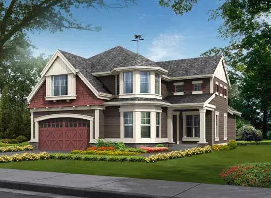Shingle house plans 88-420 - front exterior, 3,218 sq ft, 3 bed, 2 bath house plans | Monster House Plans