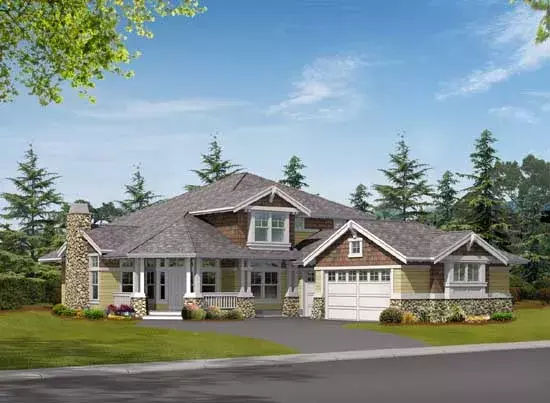 Craftsman house plans 88-423 - front exterior, 3,915 sq ft, 5 bed, 3 bath house plans | Monster House Plans