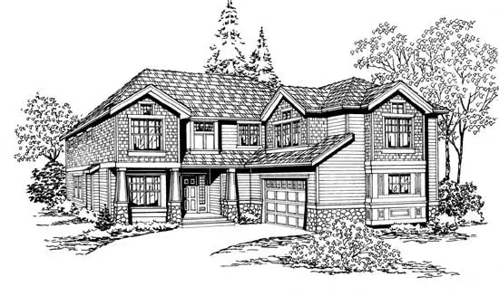 Craftsman house plans 88-424 - front exterior, 2,790 sq ft, 4 bed, 2 bath house plans | Monster House Plans
