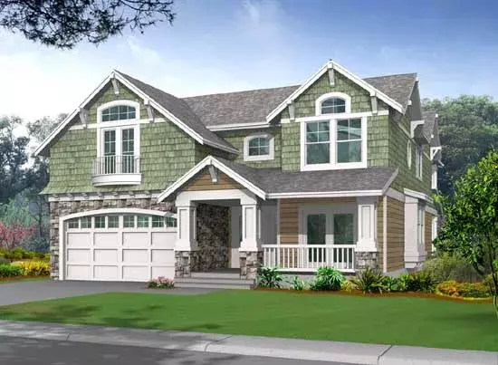 Shingle house plans 88-427 - front exterior, 2,797 sq ft, 4 bed, 3 bath house plans | Monster House Plans