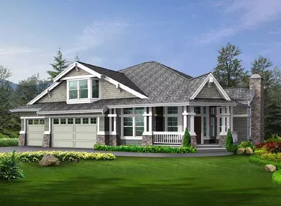 Craftsman house plans 88-429 - front exterior, 4,150 sq ft, 5 bed, 3 bath house plans | Monster House Plans