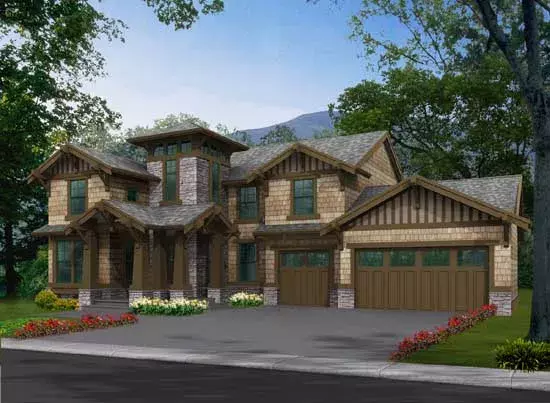 Craftsman house plans 88-430 - front exterior, 3,035 sq ft, 3 bed, 2 bath house plans | Monster House Plans