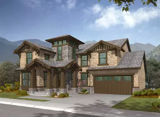 Craftsman house plans 88-431 - front exterior, 2,805 sq ft, 3 bed, 2 bath house plans | Monster House Plans