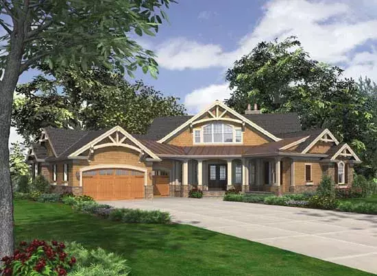 Cottage house plans 88-435 - front exterior, 4,735 sq ft, 5 bed, 5 bath house plans | Monster House Plans