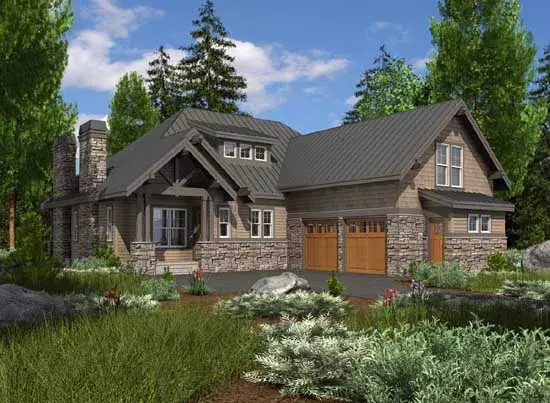 Craftsman house plans 88-436 - front exterior, 2,822 sq ft, 4 bed, 4 bath house plans | Monster House Plans