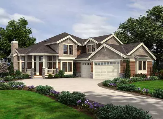 Craftsman house plans 88-444 - front exterior, 2,845 sq ft, 3 bed, 2 bath house plans | Monster House Plans