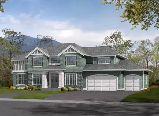 Hampton house plans 88-450 - front exterior, 2,870 sq ft, 3 bed, 2 bath house plans | Monster House Plans