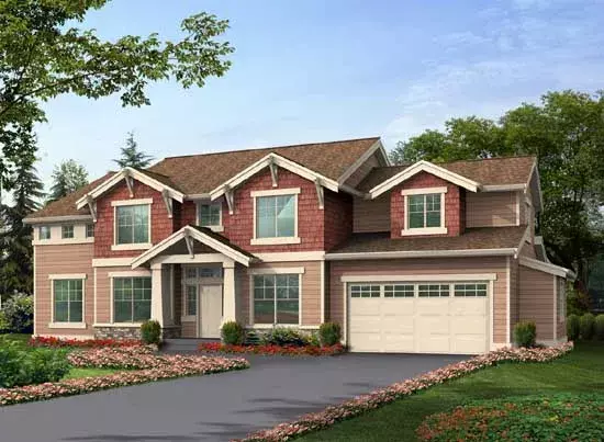 Craftsman house plans 88-451 - front exterior, 2,870 sq ft, 3 bed, 2 bath house plans | Monster House Plans