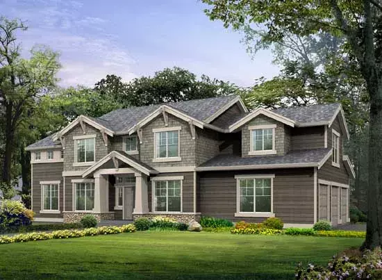 Craftsman house plans 88-452 - front exterior, 2,944 sq ft, 3 bed, 2 bath house plans | Monster House Plans