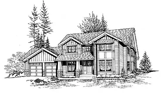 Craftsman house plans 88-461 - front exterior, 2,851 sq ft, 4 bed, 2 bath house plans | Monster House Plans