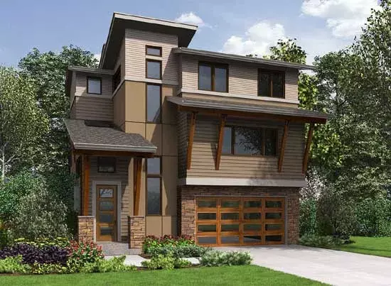 Modern house plans 88-463 - front exterior, 2,885 sq ft, 4 bed, 3 bath house plans | Monster House Plans