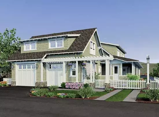 Bungalow house plans 88-464 - front exterior, 2,900 sq ft, 4 bed, 4 bath house plans | Monster House Plans