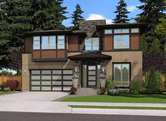 Modern house plans 88-465 - front exterior, 2,905 sq ft, 4 bed, 3 bath house plans | Monster House Plans